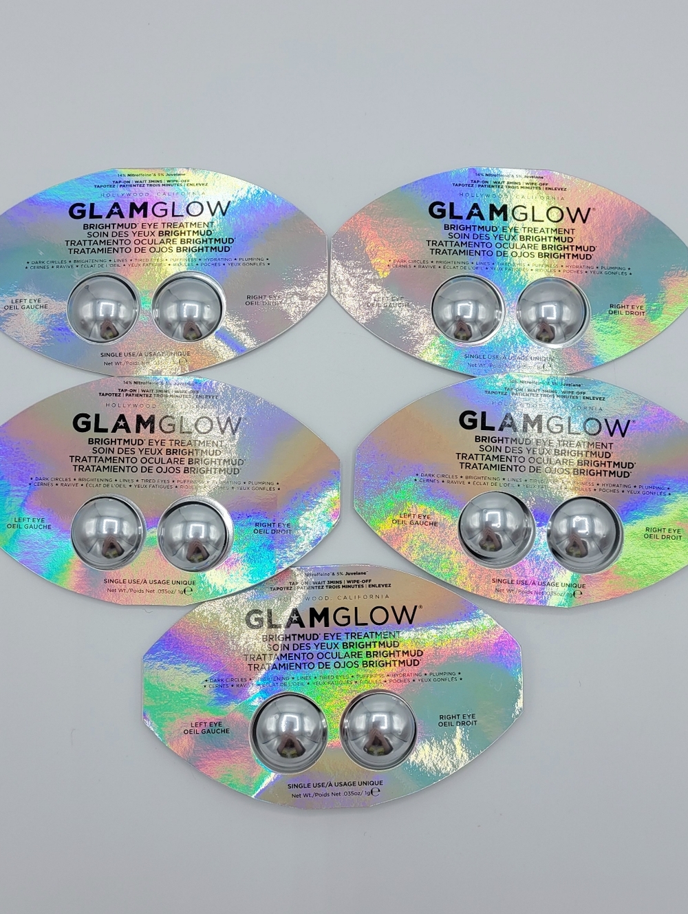 5x GlamGlow Brightmud Eye Treatment Mask Brightening Reduce Dark Circles De-Puff